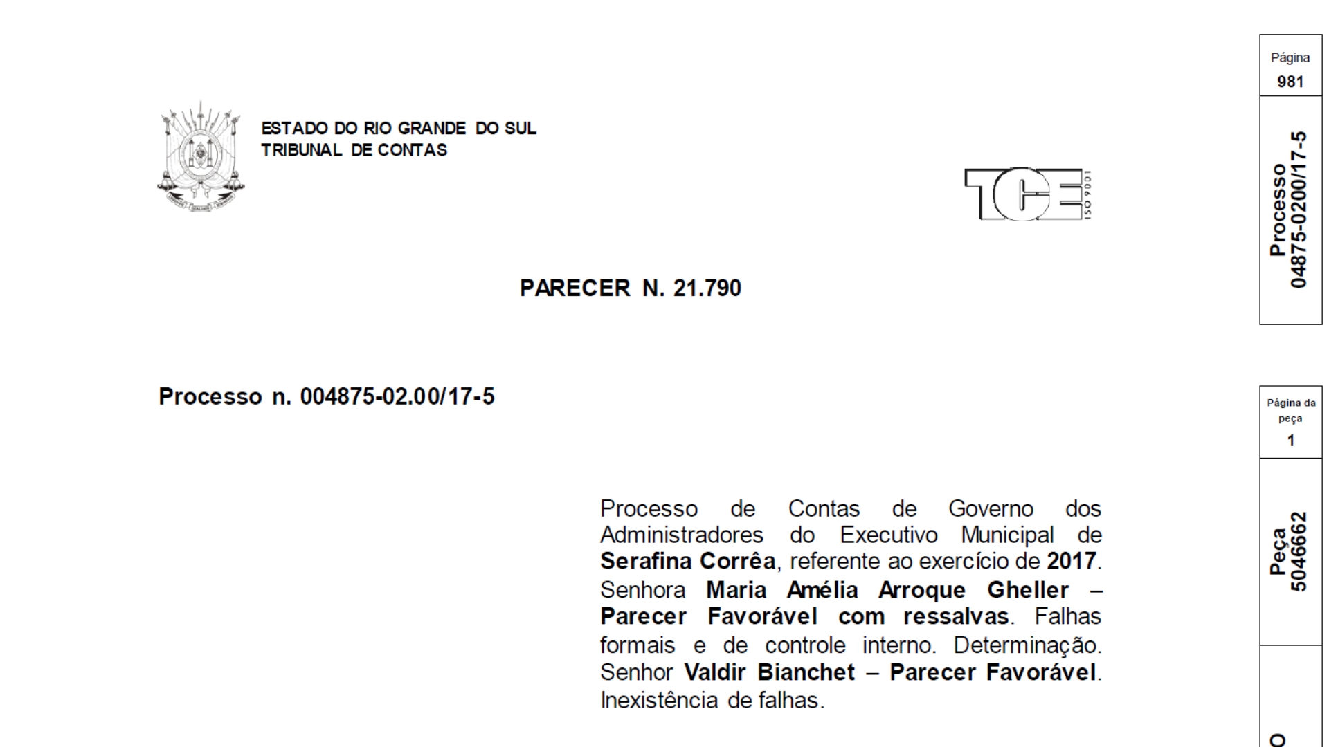 CÂMARA MUNICIPAL RECEBE PARECER DO TRIBUNAL DE CONTAS SOBRE AS CONTAS DO EXECUTIVO 2017